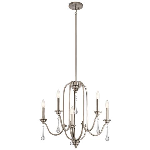 Lampadario Classico Karlee Acciaio Peltro Classico Cristallo 5 Luci E14 - Foto 1