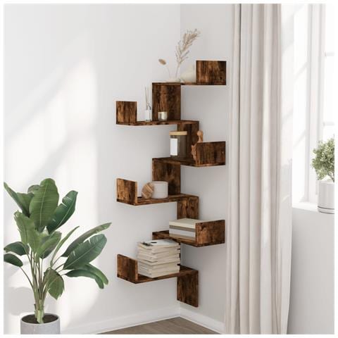 Scaffale Angolare A Muro Rovere Fumo 45x45x147 Cm Multistrato - Foto 3
