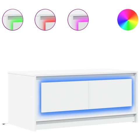 Tavolino Da Salotto Con Luci Led Bianco In Truciolato - Foto 2