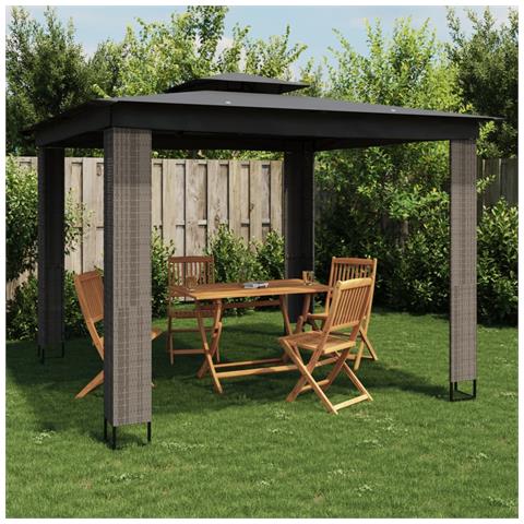 Gazebo Con Tetto Doppio Antracite 2,94x2,94 M In Acciaio - Foto 8