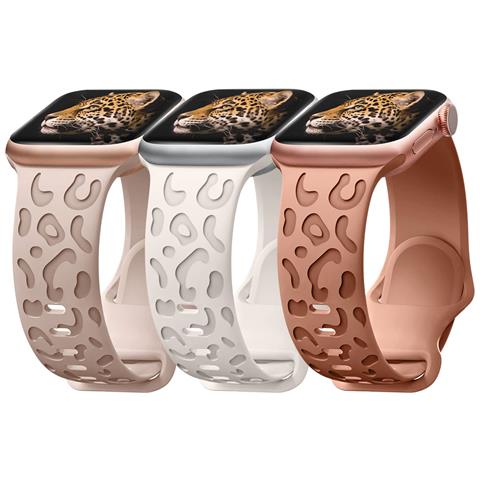 Set Di 3 Braccialetti In Silicone Con Stampa Leopardata Apple Watch 42 Mm Impermeabile - Foto 1