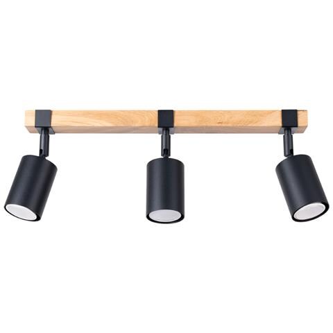 Sollux Lighting Lampada Da Soffitto Fager 3 Nero Sl.1345 - Scandinavo Lampade Da Soffitto Nero/legno Naturale 17.2x54x6 Cm - Foto 1