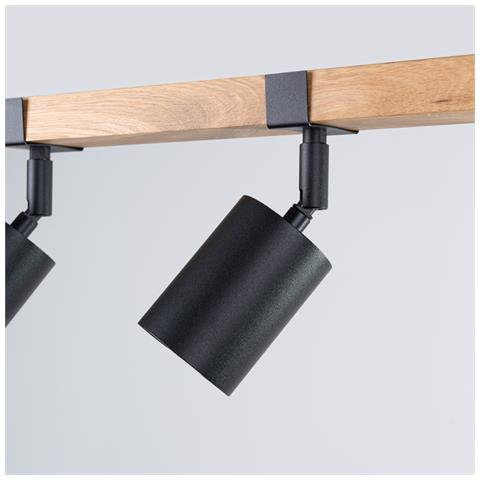 Sollux Lighting Lampada Da Soffitto Fager 3 Nero Sl.1345 - Scandinavo Lampade Da Soffitto Nero/legno Naturale 17.2x54x6 Cm - Foto 8