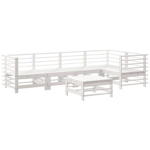 Set Salotto da Giardino 6 pz Bianco in Legno Massello di Pino - Foto 1
