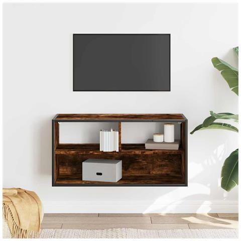 Mobile Tv Rovere Fumo 80x31x39,5 Cm Legno Multistrato E Metallo - Foto 3
