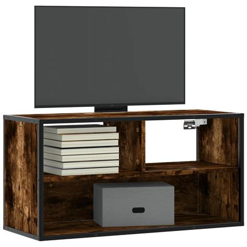 Mobile Tv Rovere Fumo 80x31x39,5 Cm Legno Multistrato E Metallo - Foto 1