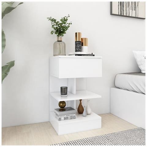 Lusso Casadino -  Comodini Bianchi 2 Pz 40x35x65 Cm In Legno Ingegnerizzato - Foto 1