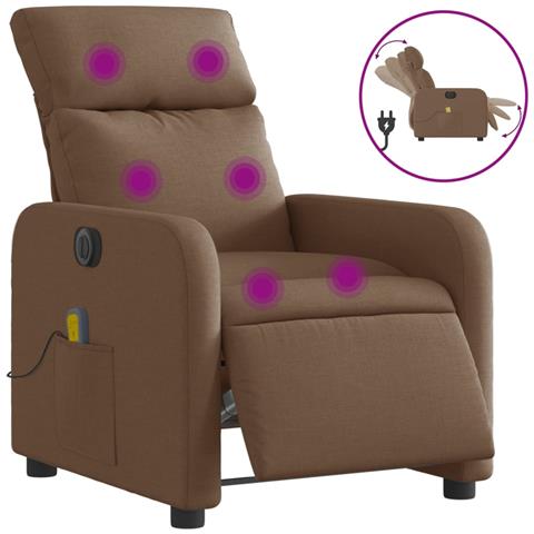 Lusso Casadino -  Poltrona Massaggiante Reclinabile Elettrica Marrone In Tessuto - Foto 1