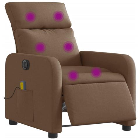 Lusso Casadino -  Poltrona Massaggiante Reclinabile Elettrica Marrone In Tessuto - Foto 2