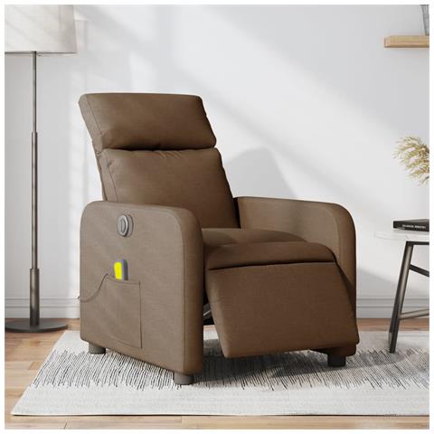 Lusso Casadino -  Poltrona Massaggiante Reclinabile Elettrica Marrone In Tessuto - Foto 8