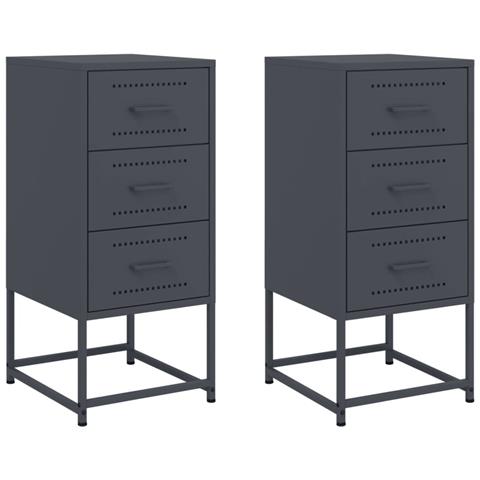 Lusso Casadino -  Comodini 2 Pz Antracite 36x39x78 Cm In Acciaio - Foto 1