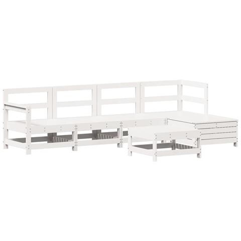 Set Divani Da Giardino 6 Pz Bianco In Legno Massello Di Pino - Foto 1