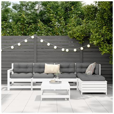 Set Divani Da Giardino 6 Pz Bianco In Legno Massello Di Pino - Foto 2