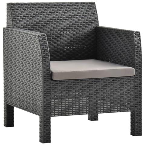 Sedia Da Giardino Con Cuscino Antracite 63x65x76 Cm Pp Rattan - Foto 2