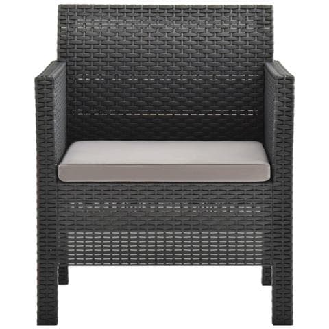 Sedia Da Giardino Con Cuscino Antracite 63x65x76 Cm Pp Rattan - Foto 1