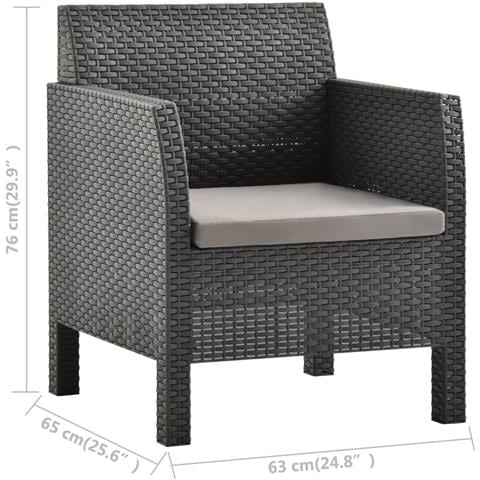 Sedia Da Giardino Con Cuscino Antracite 63x65x76 Cm Pp Rattan - Foto 6