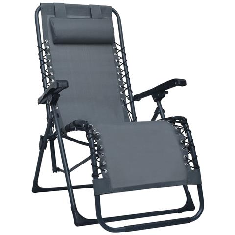 Sdraio Pieghevole Grigia In Textilene - Foto 2