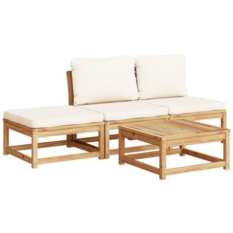 Set Salotto da Giardino 4pz con Cuscini Legno Massello Acacia - Foto 1