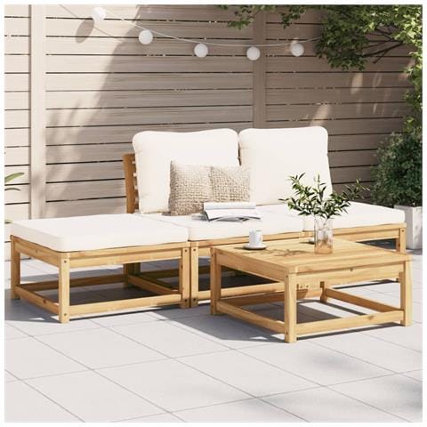 Set Salotto da Giardino 4pz con Cuscini Legno Massello Acacia - Foto 2
