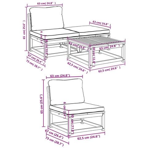 Set Salotto da Giardino 4pz con Cuscini Legno Massello Acacia - Foto 9