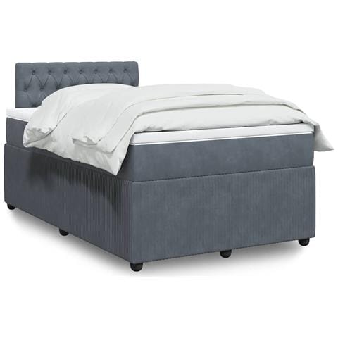 Giroletto a Molle con Materasso Grigio Scuro 120x190 cm Velluto - Foto 2