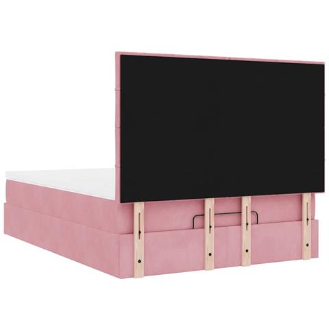 Struttura Letto Pouf con Materassi Rosa 140x190 cm in Velluto - Foto 9
