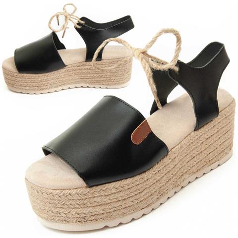 Sandalo Con Zeppa Pellis Nero. - Foto 1