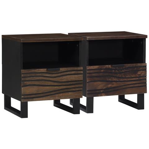 Armadi da comodino 2 pcs 40x33x46 cm Legno Massello di Mango - Foto 1
