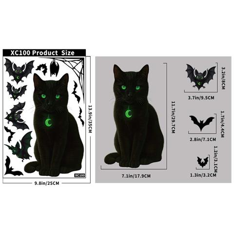 Adesivo Per Vetro Statico A Forma Di Gatto Nero E Pipistrello - Confezione Da 2, Decorazione Di Halloween - Foto 2