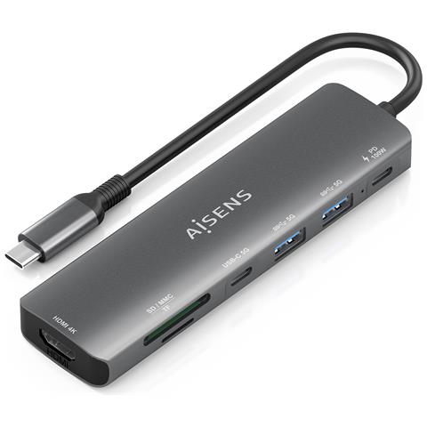 ASUC-7P026-GR replicatore di porte e docking station per laptop Cablato USB 3.2 Gen 1 (3.1 Gen 1) Type-C Grigio - Foto 1