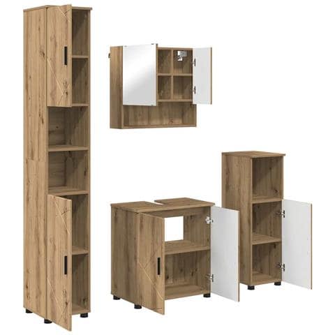 Set di mobili per il bagno con porta 4 pcs rovere artigianale - Foto 1