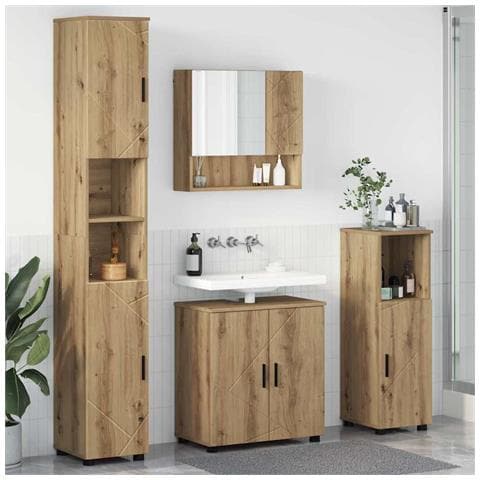 Set di mobili per il bagno con porta 4 pcs rovere artigianale - Foto 2