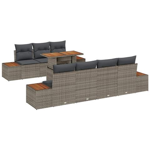 Set Divano da Giardino 8 pcs Grigio Poly Rattan - Foto 1