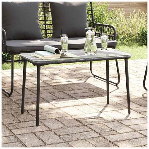 Tavolo da Giardino Nero 80 x 40 x 45.5 cm Poly Rattan - Foto 2