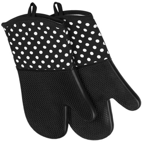 Guanti Da Forno A Microonde Lunghi 300°c Resistenti Al Calore, Antiscivolo In Silicone (1 Paio) Black - Foto 3