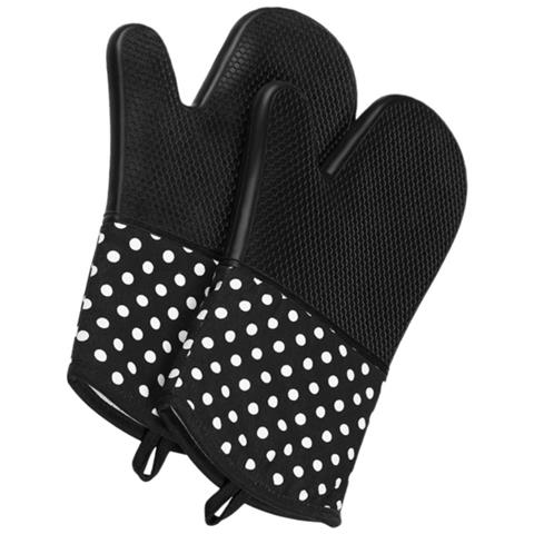 Guanti Da Forno A Microonde Lunghi 300°c Resistenti Al Calore, Antiscivolo In Silicone (1 Paio) Black - Foto 1