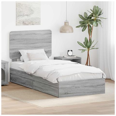 Letto con Contenitore con testiera Grigio Sonoma 100 x 200 cm - Foto 2