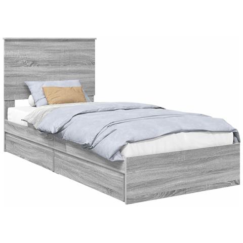 Letto con Contenitore con testiera Grigio Sonoma 90 x 200 cm - Foto 1