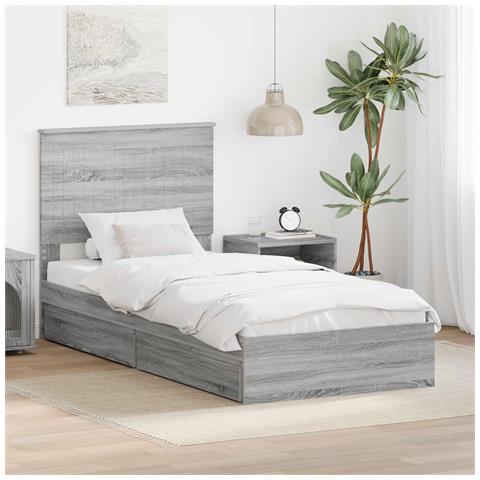 Letto con Contenitore con testiera Grigio Sonoma 90 x 200 cm - Foto 2
