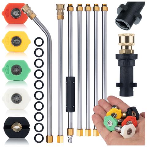 Set Di Lance Per Idropulitrice Compatibile Con Kärcher K2-k7 - 7 Lance, 5 Ugelli, 250 Bar | Lunghezza Totale 2,6 M | Alta Pressione, Ergonomico - Foto 1