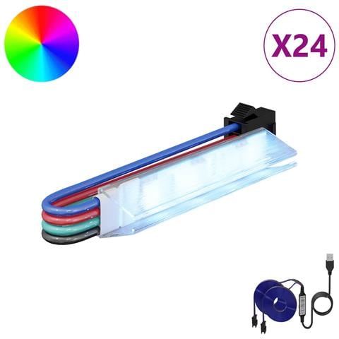 Striscia LED 12 pcs Nero e Multicolore 1745 mm Rame e plastica - Foto 2