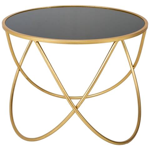 Tavolino Rotondo In Metallo Oro Con Piano In Vetro D60x45h - Foto 1