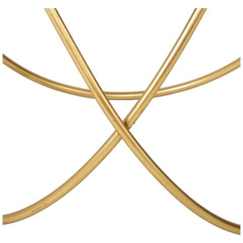 Tavolino Rotondo In Metallo Oro Con Piano In Vetro D60x45h - Foto 4