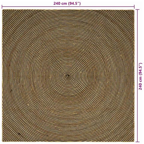 Tappeto Naturale e Nero 240 x 240 cm Juta - Foto 9