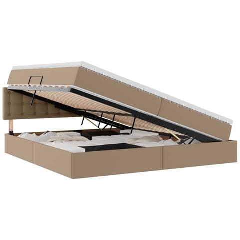 Letto con contenitore e LED con led Grigio chiaro 200 x 200 cm - Foto 1