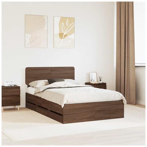 Struttura del letto con cassetto Rovere Marrone 135 x 190 cm - Foto 2