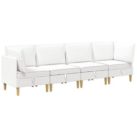 Set di divani modulari con spazio di archiviazione 4 pcs Bianco - Foto 1