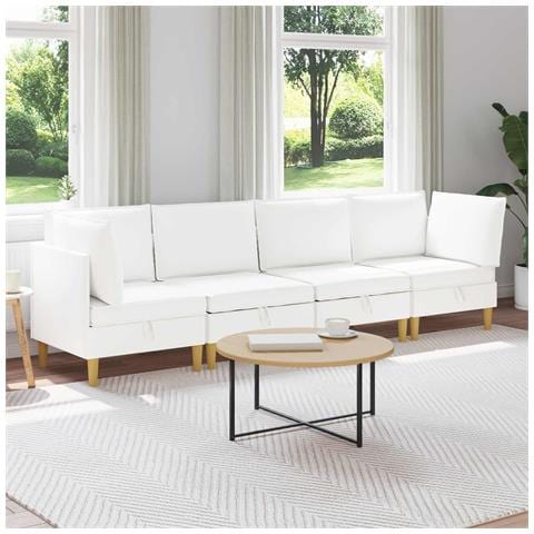 Set di divani modulari con spazio di archiviazione 4 pcs Bianco - Foto 2