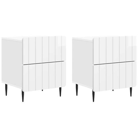Armadio da Notte 2 pcs Bianco Lucido 43 x 34,5 x 49,5 cm - Foto 1