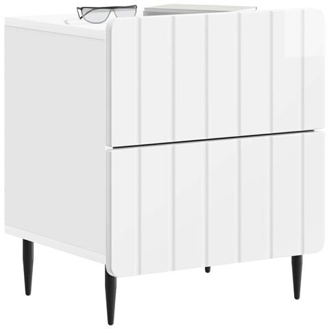 Armadio da Notte 2 pcs Bianco Lucido 43 x 34,5 x 49,5 cm - Foto 2